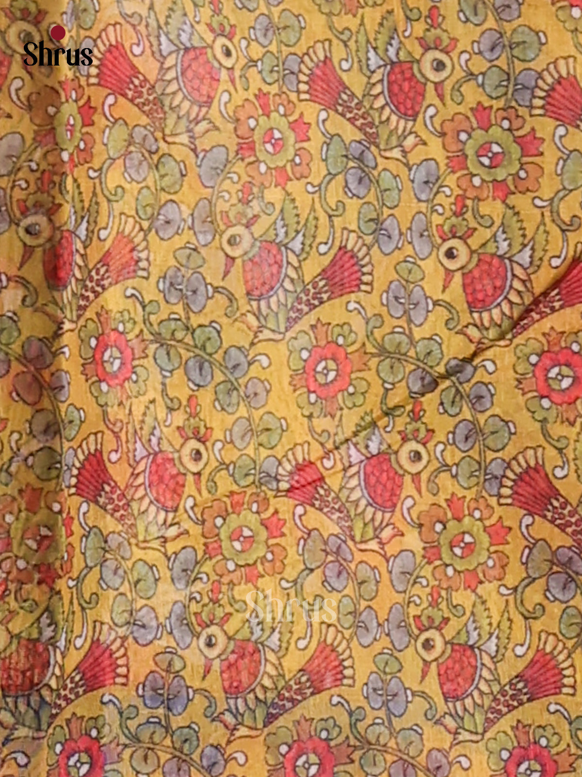 Blue & Mustard - Semi Maheshwari Print Saree