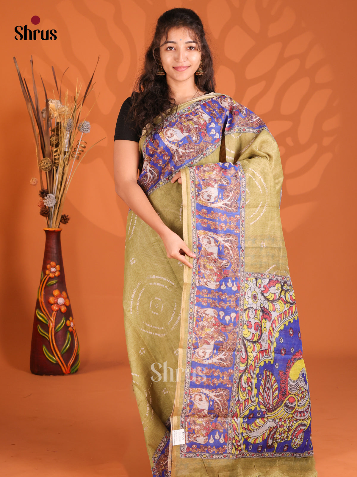 Chutney Green & Blue - Semi Maheshwari Print Saree