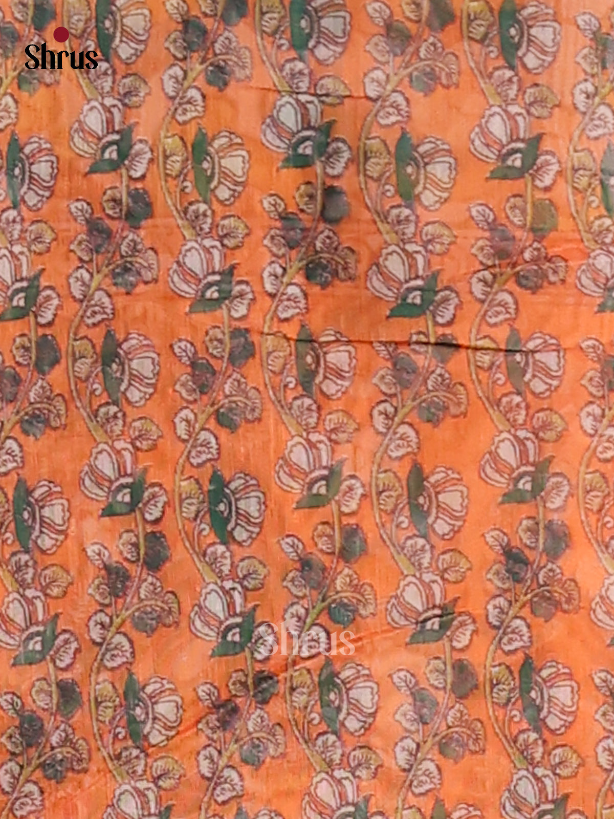 Blue & Orange - Semi Maheshwari Print Saree