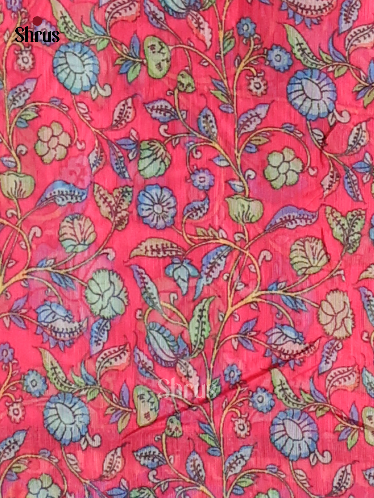 Blue & Pink - Semi Maheshwari Print Saree