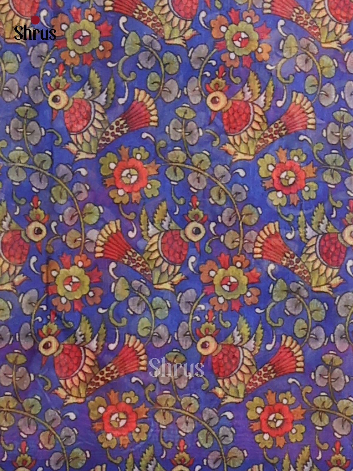 Brick & Blue- Semi Maheshwari Print Saree