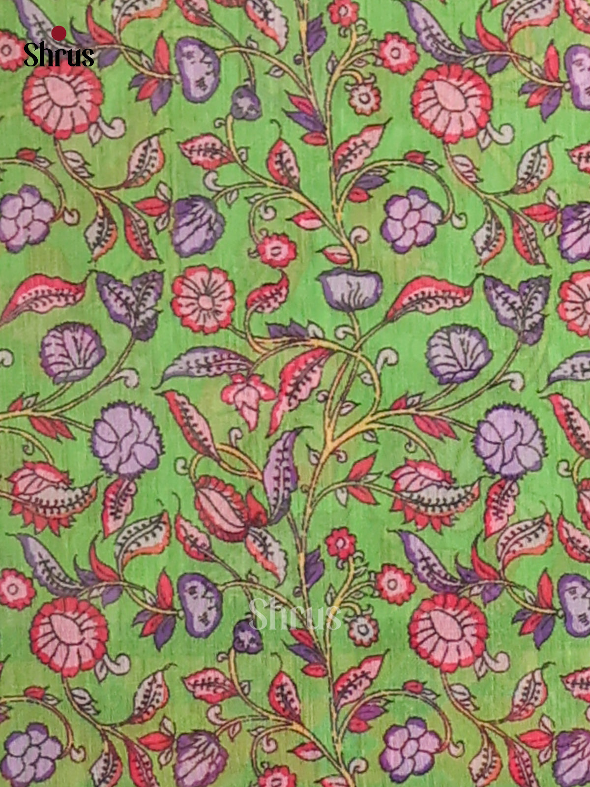 Pink & Green - Semi Maheshwari Print Saree