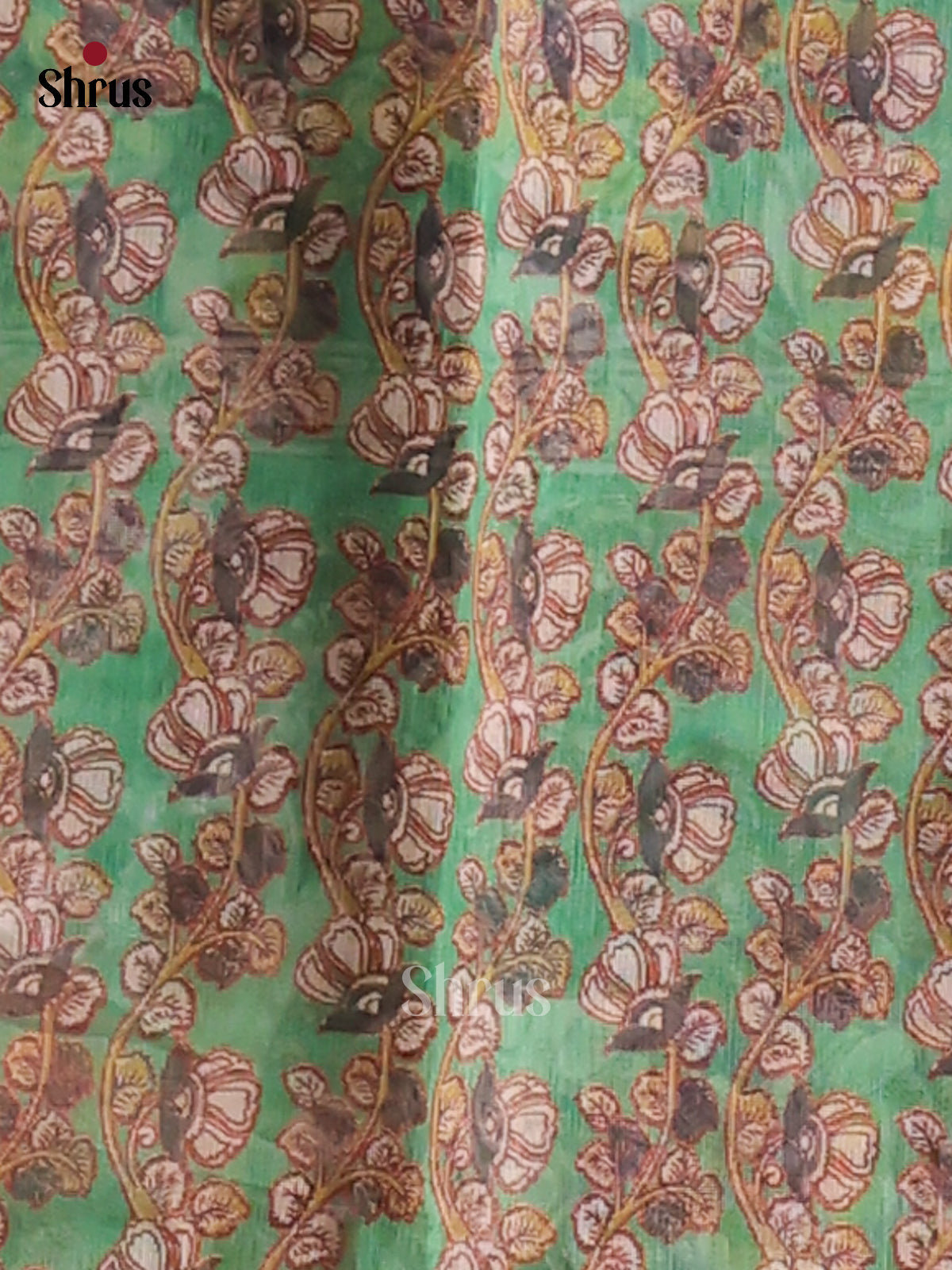 Violet & Green - Semi Maheshwari Print Saree