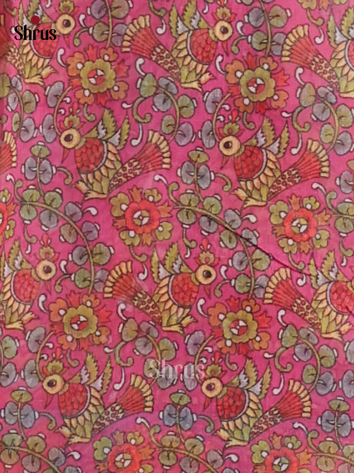 Light Green & Pink - Semi Maheshwari Print Saree