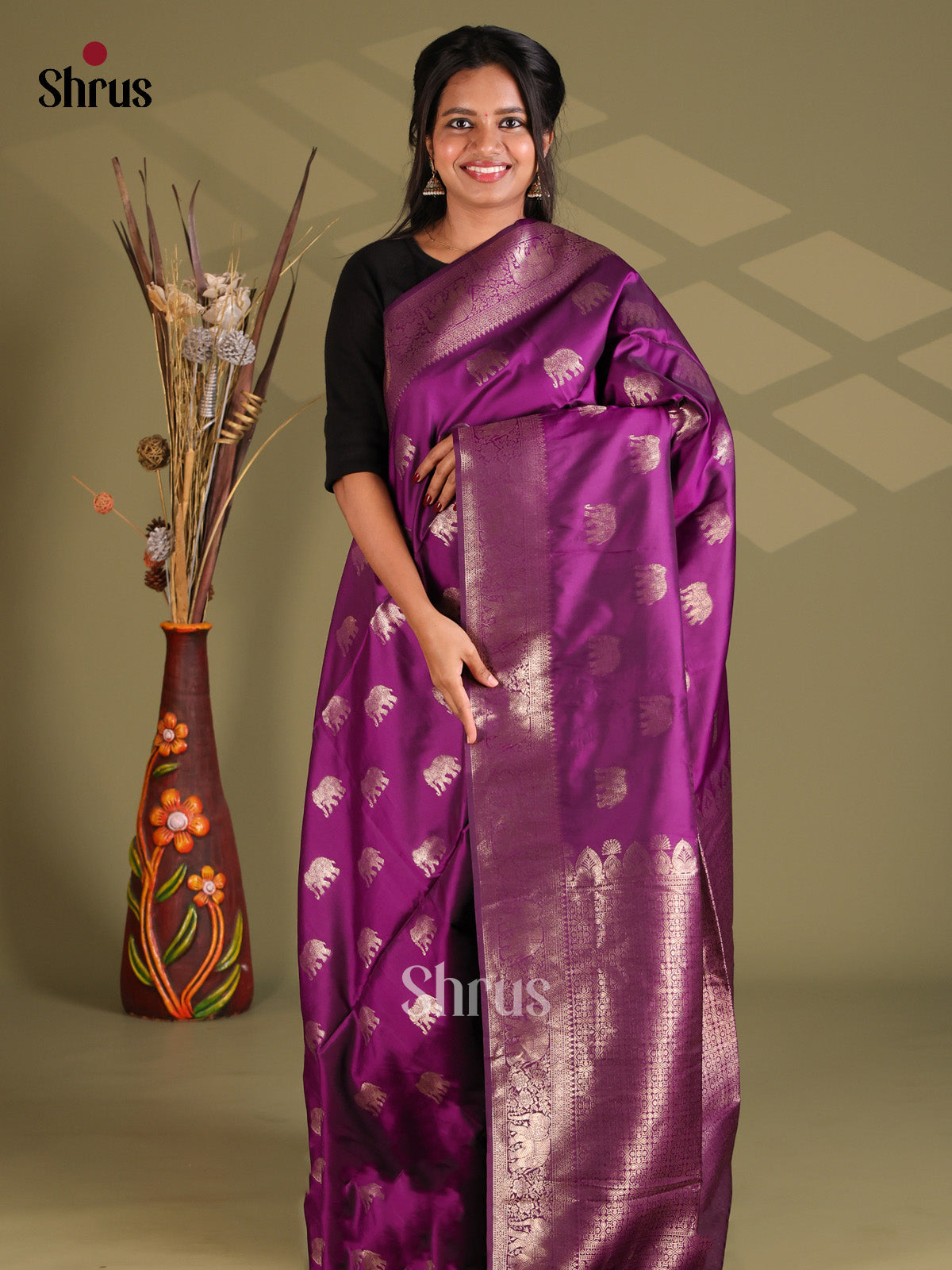 Purple(single Tone) - Semi Softsilk Saree