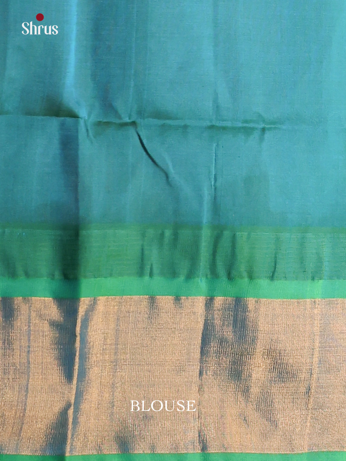 Peach and Teal Silk Cotton Saree with tissue zari border - Shop on Shrus.com