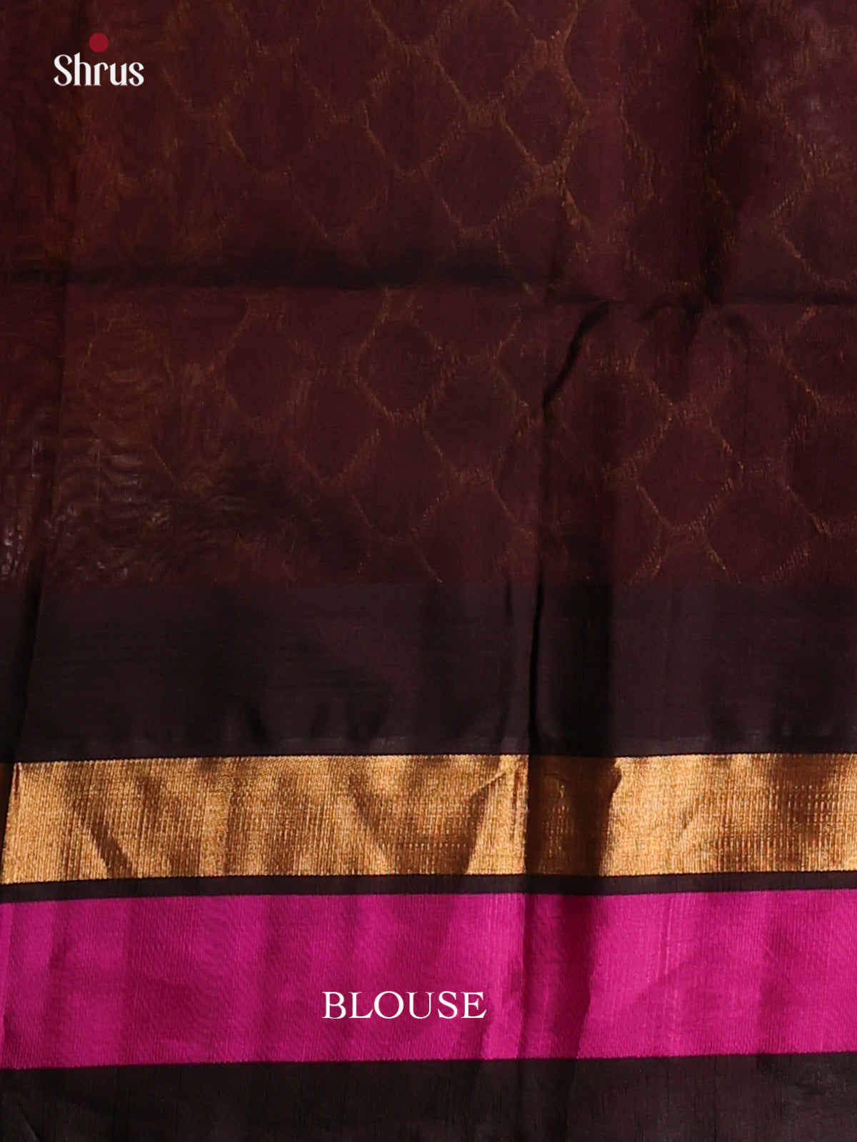 Peach & Brown Silk Cotton Saree with temple border - Shop on Shrus.com
