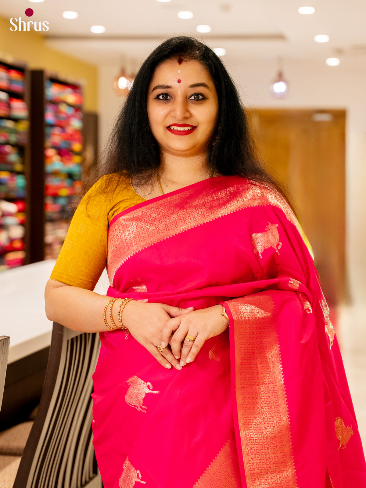 Elegant Bright Pink - Semi Soft Silk Saree