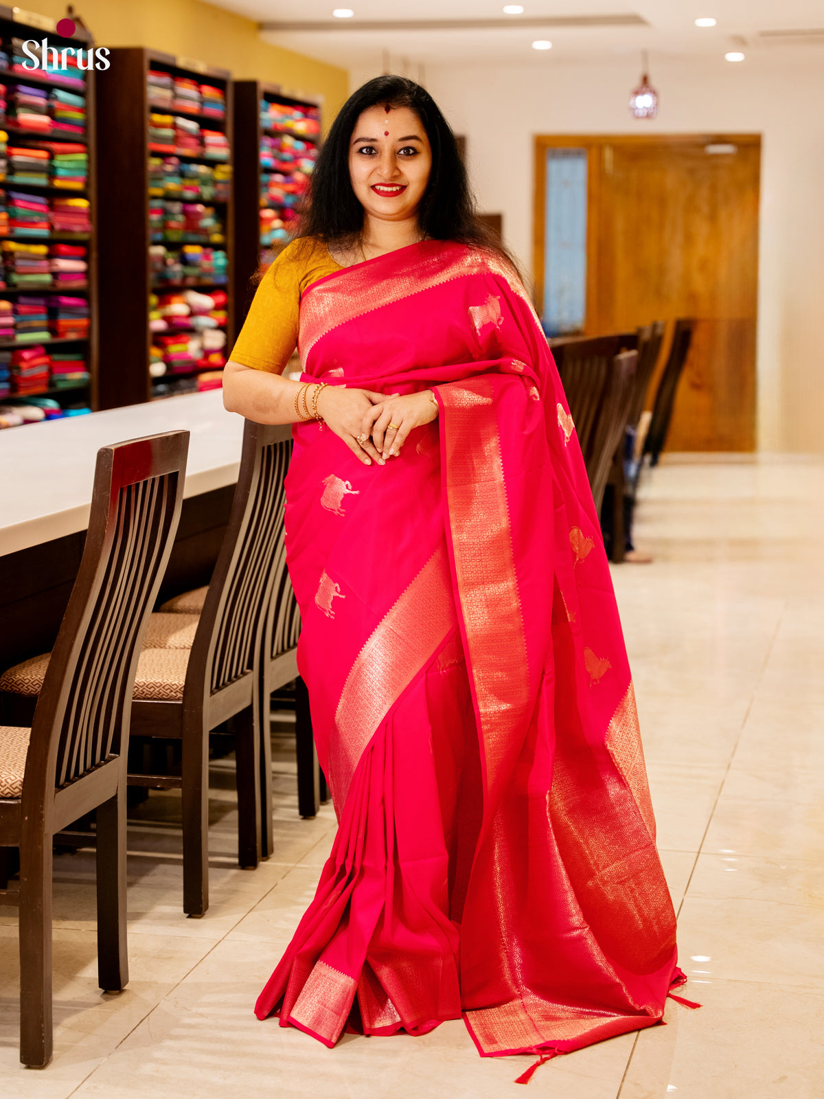 Elegant Bright Pink - Semi Soft Silk Saree