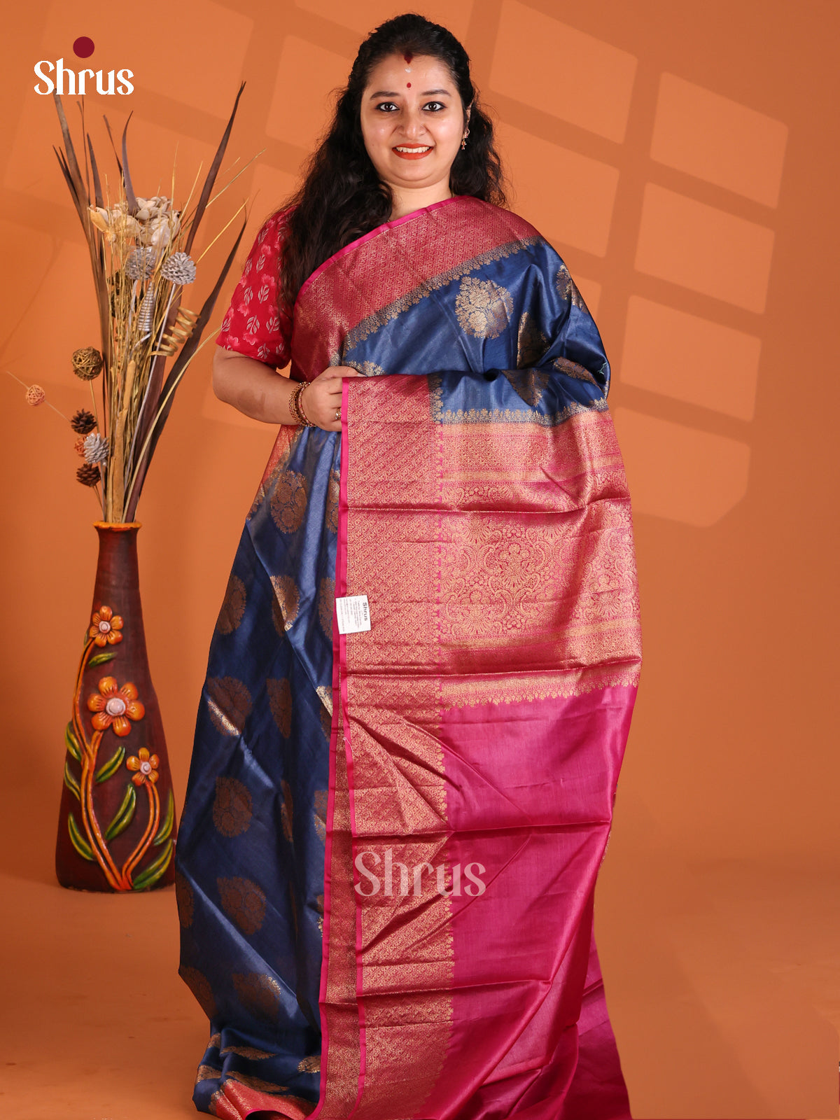 Blue & purple- Tussar Saree