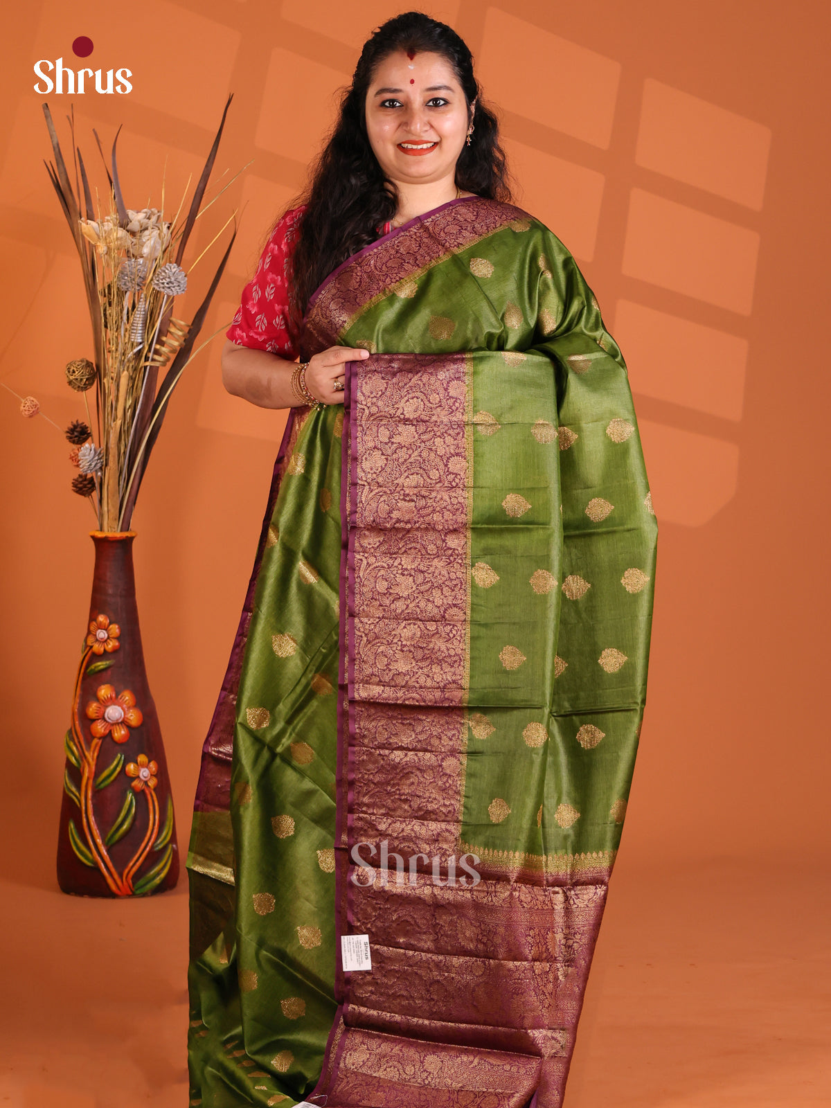 Green & Purple - Tussar Saree