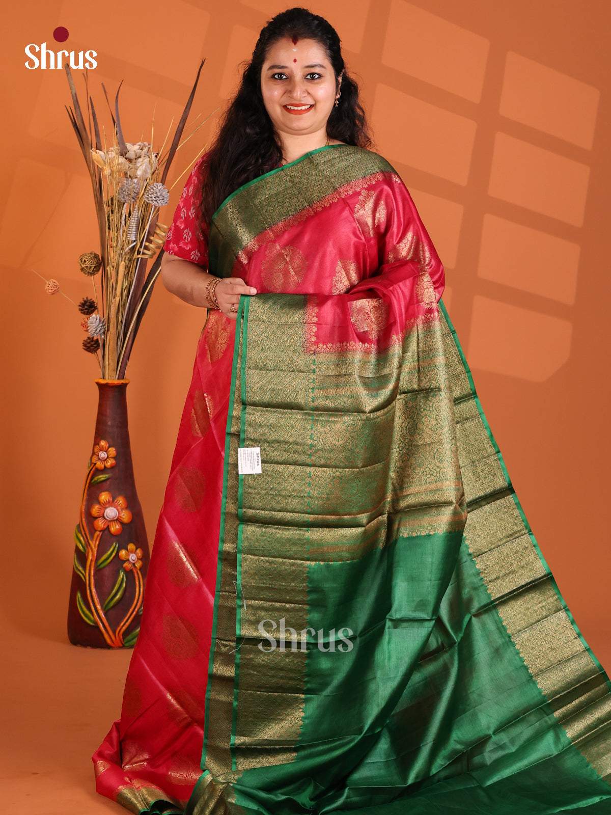 Red & Green - Tussar Saree