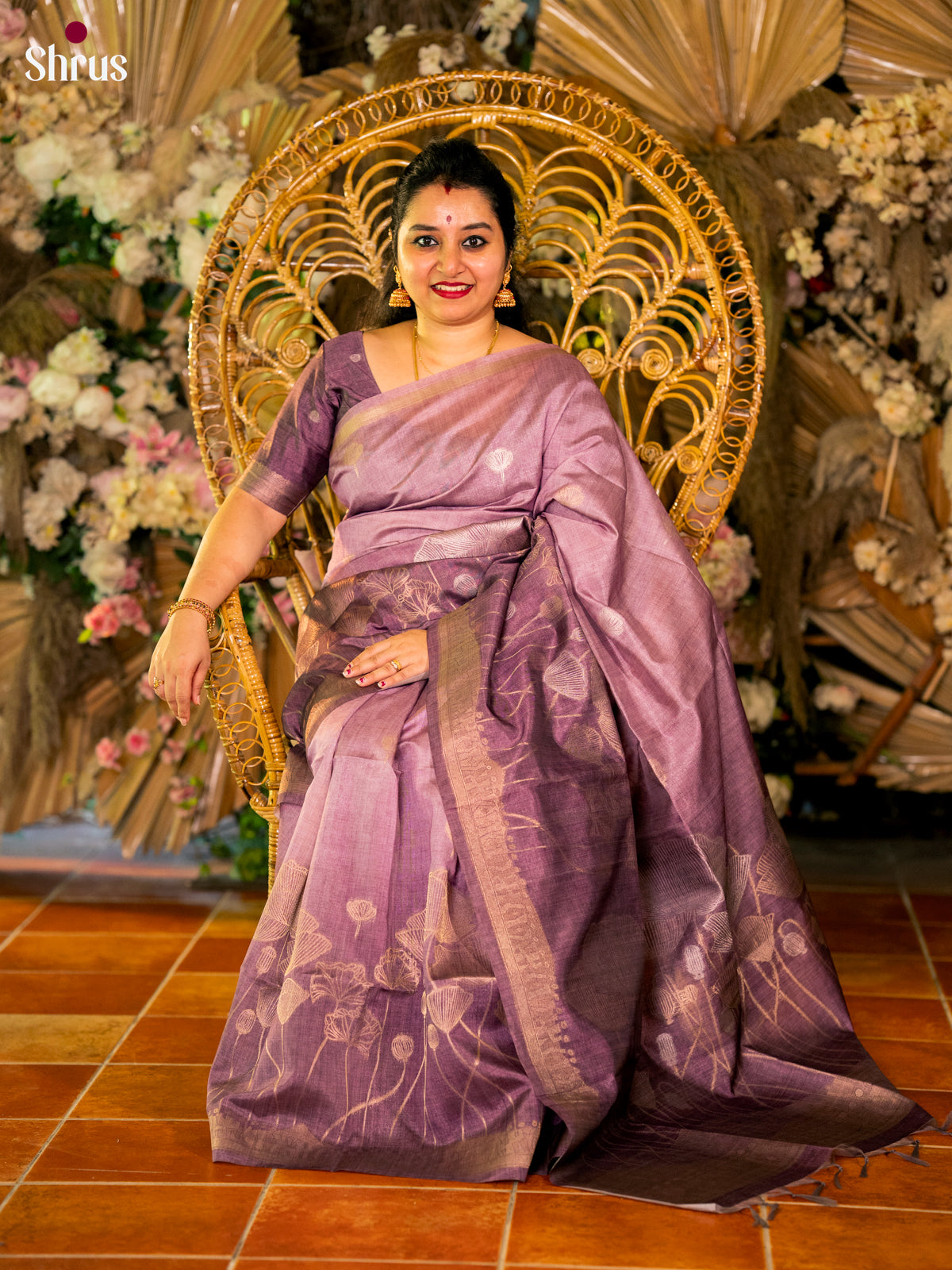 Lavender - Semi Tussar Saree
