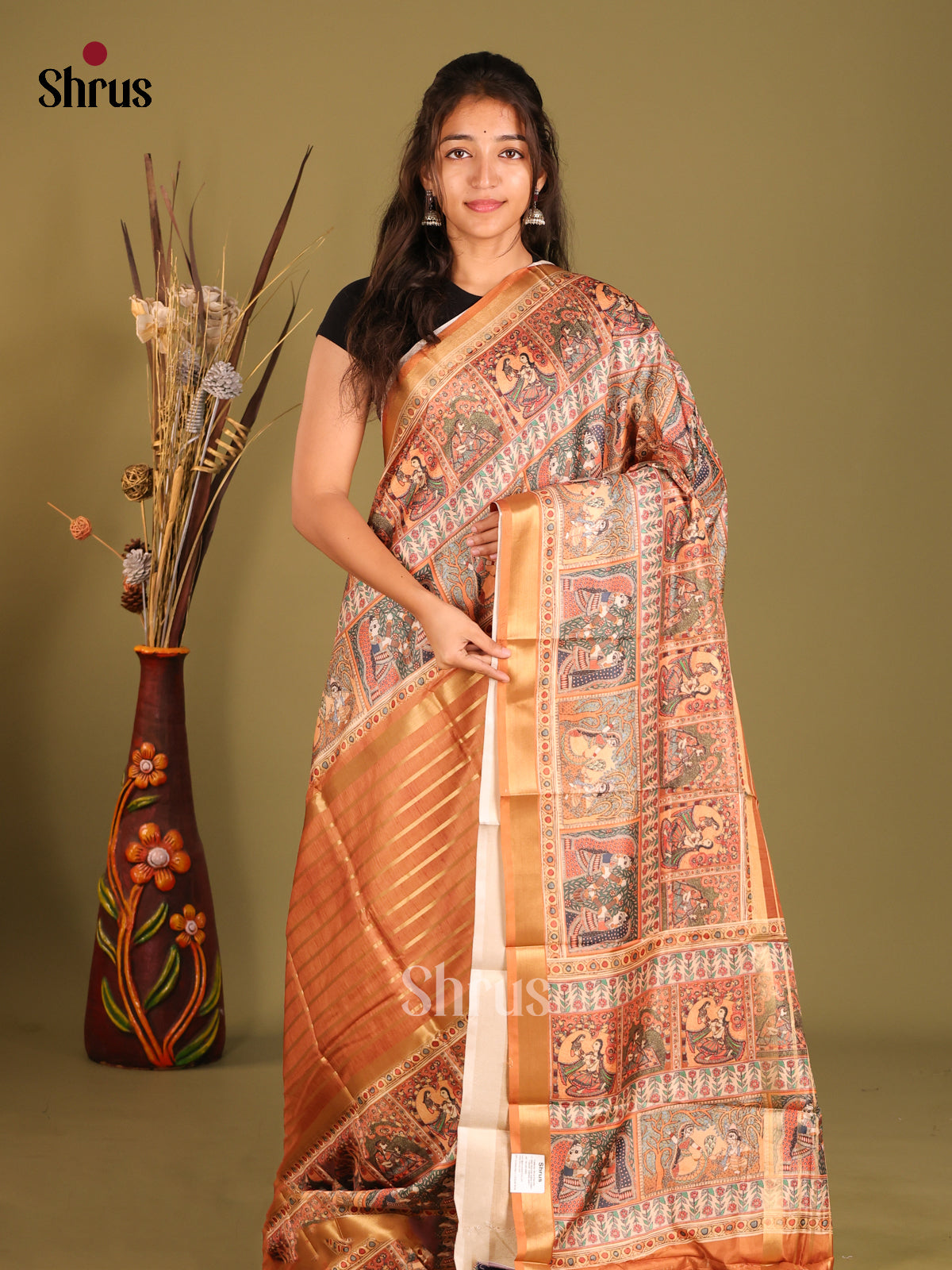 Rust - Semi matka Saree