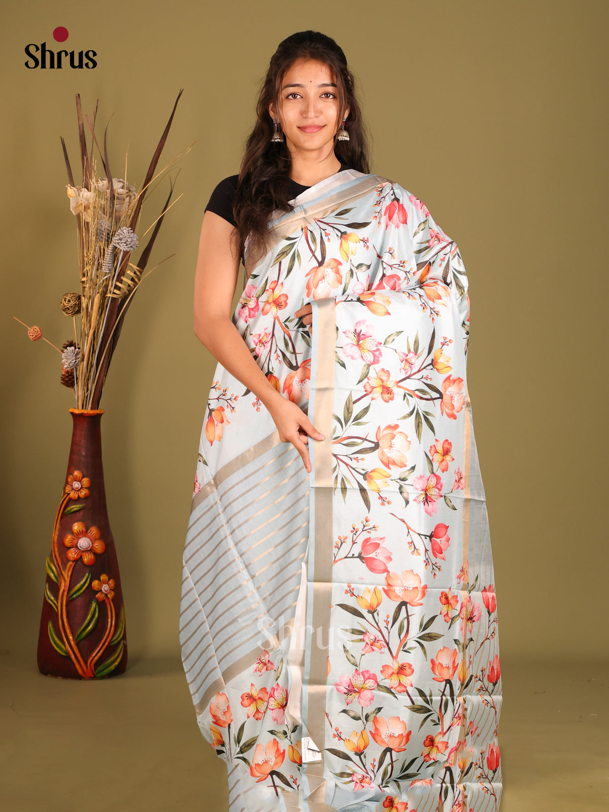 Light Blue - Semi matka Saree
