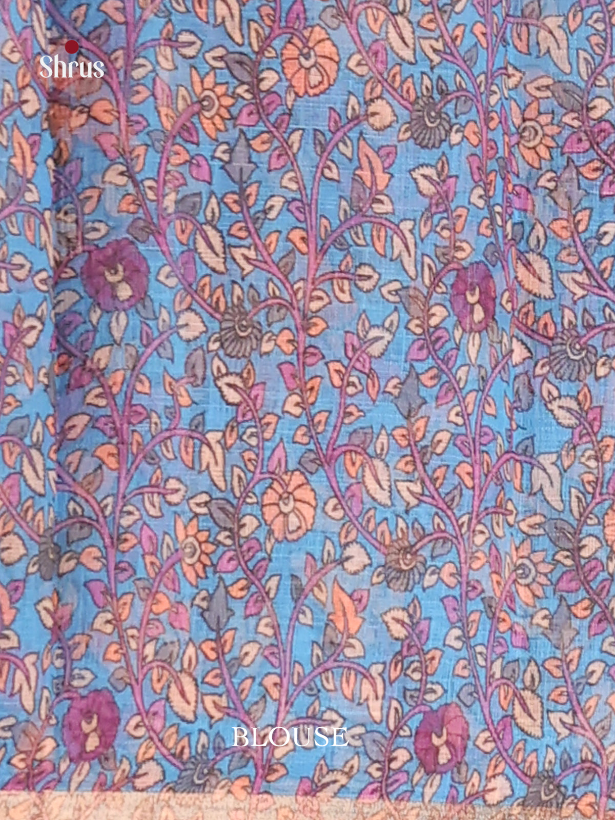 Purple & Blue - Linen Cotton Saree - Shop on Shrus.com