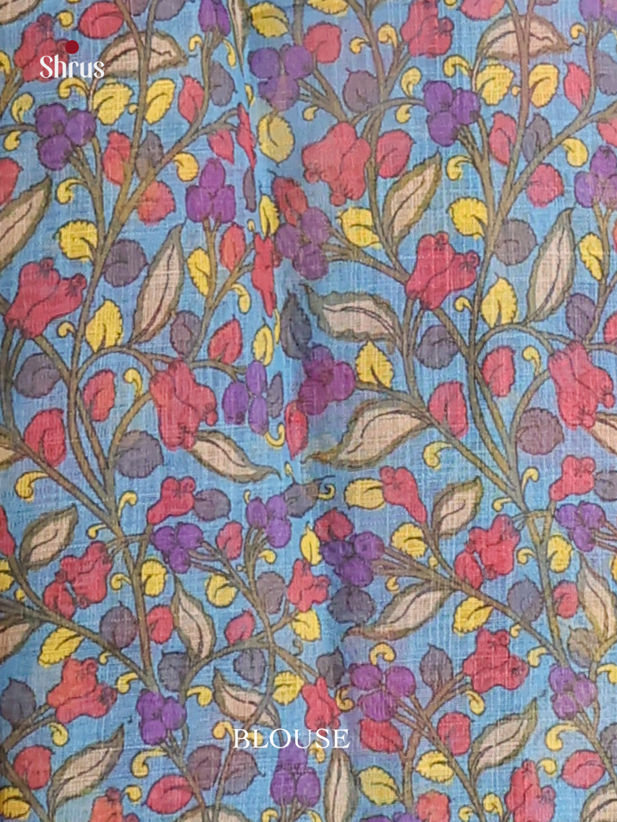 Red & Blue - Linen Cotton Saree - Shop on Shrus.com