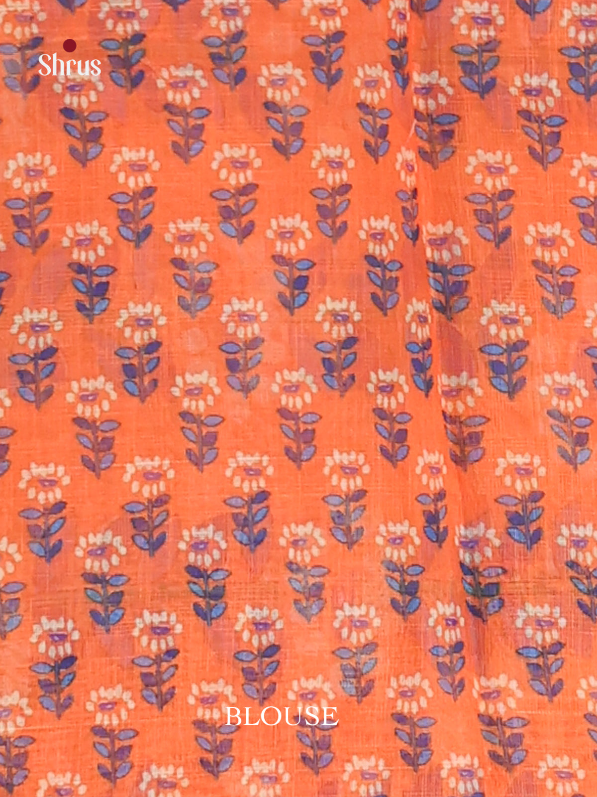 Blue & Orange - Linen Cotton Saree