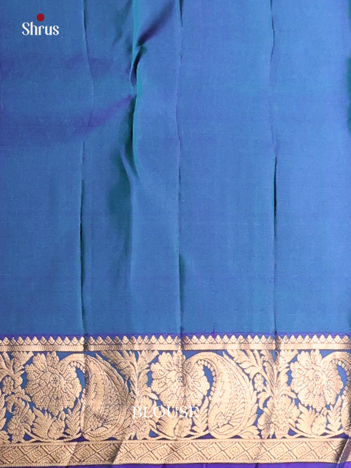 Blue Single Tone Kanchipuram silk Saree with floral vines zari border