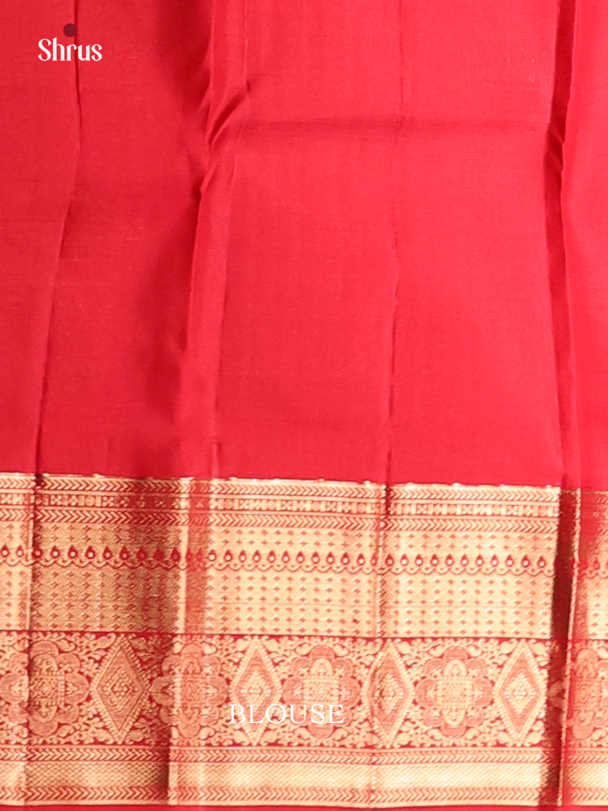 Elegant Red Single Tone Kanchipuram Silk saree with zari stripes, buttas-2