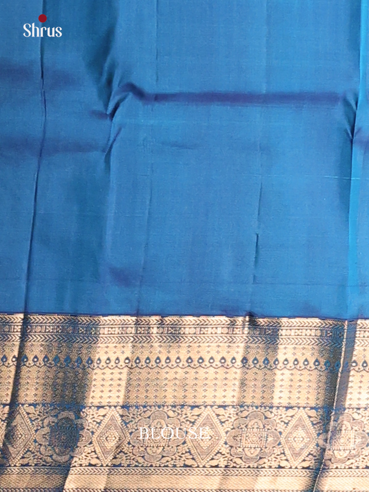 Vibrant Blue Single tone Kanchipuram Silk saree with zari buttas , stripes-2