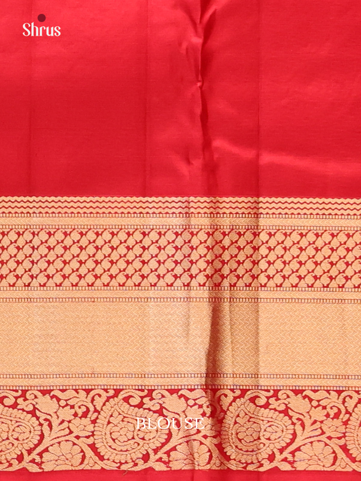 Lustrous Red Single Tone Red Kanchipuram Silk Saree with zari buttas-2