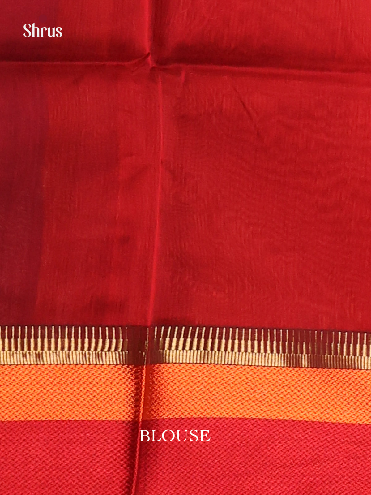 Blue & Red - Maheshwari silkcotton Saree