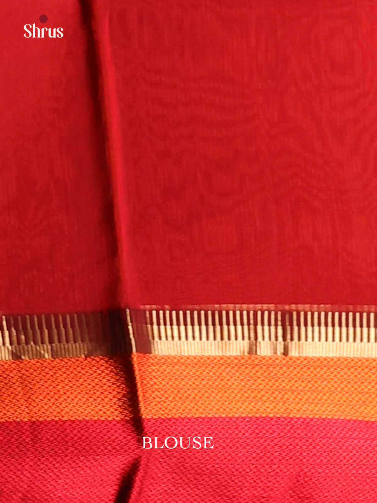 Maroon & Red- Maheshwari silkcotton Saree - Shop on Shrus.com