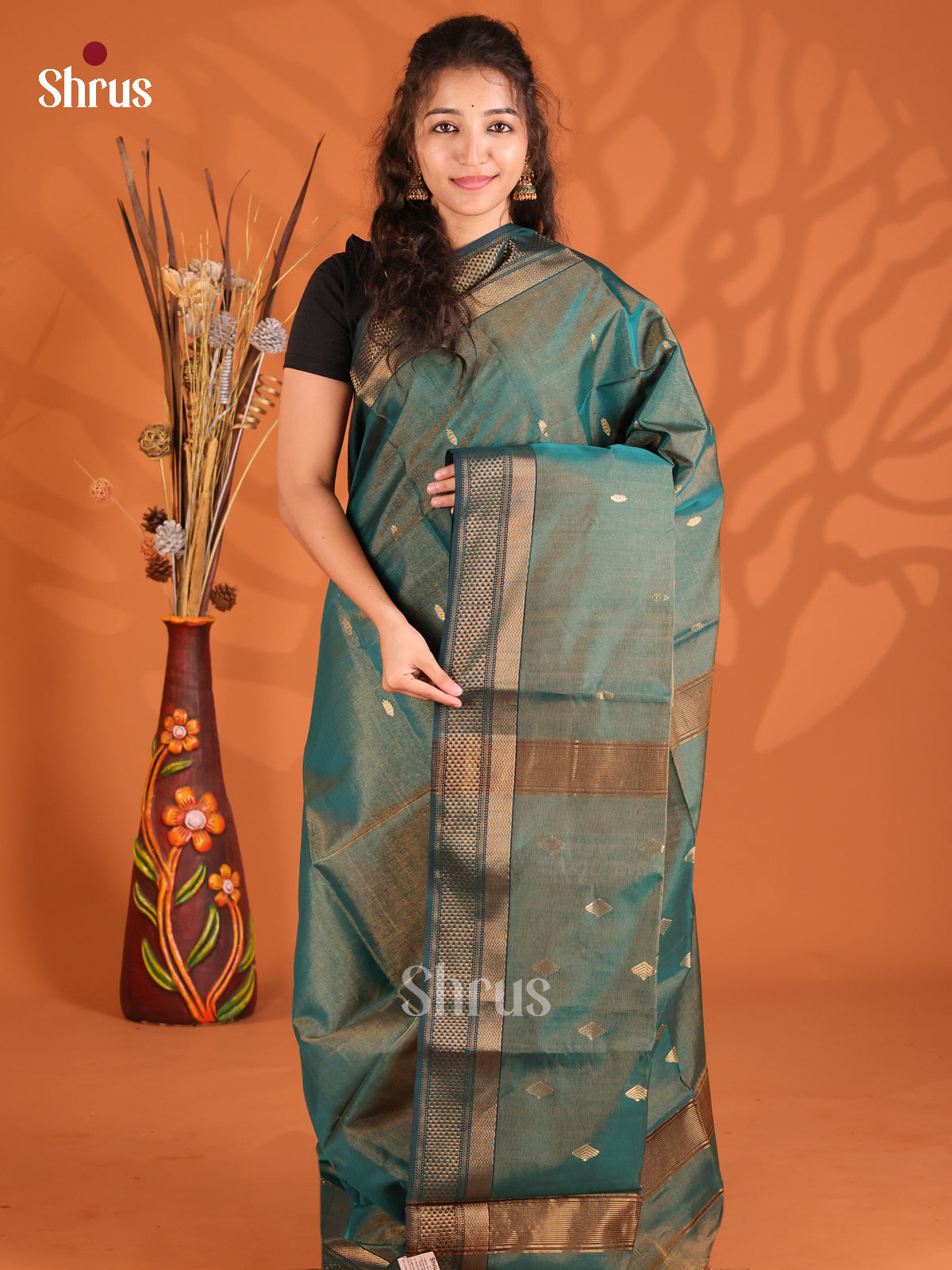 Green(Single Tone) - Maheshwari silkcotton Saree