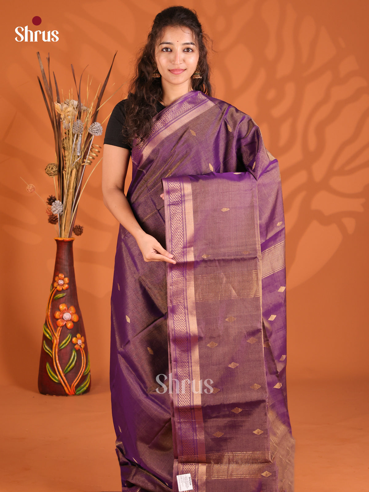 Violet(Single Tone)- Maheshwari silkcotton Saree
