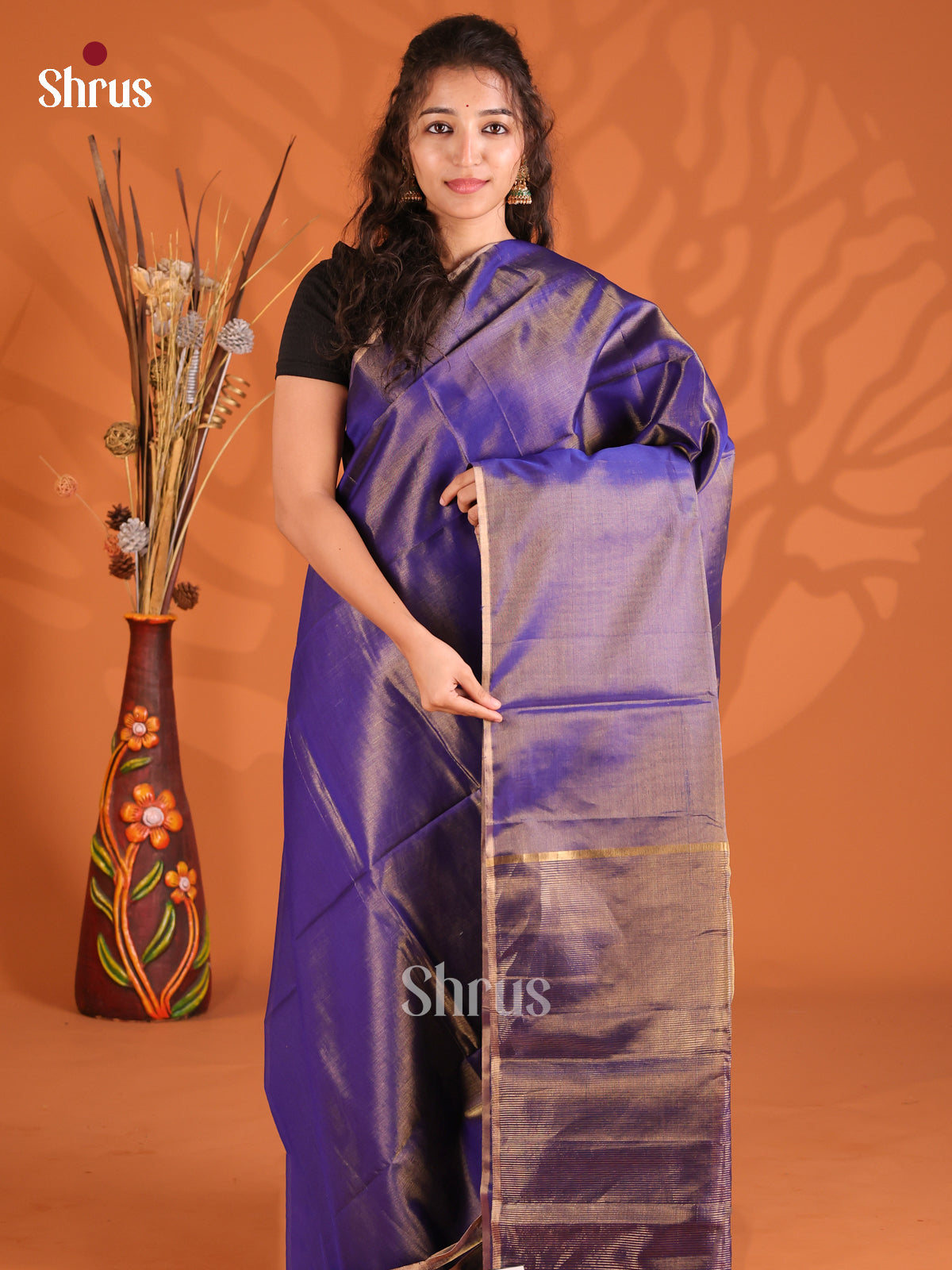 Blue(Single Tone) - Maheshwari silkcotton Saree