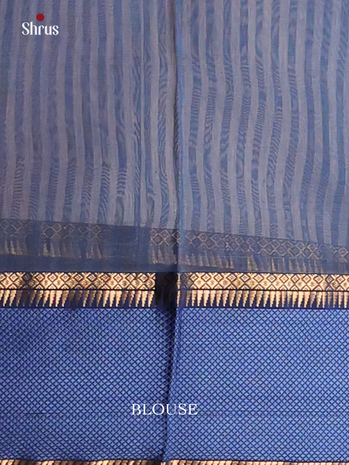 Grey & Blue- Maheshwari silkcotton Saree