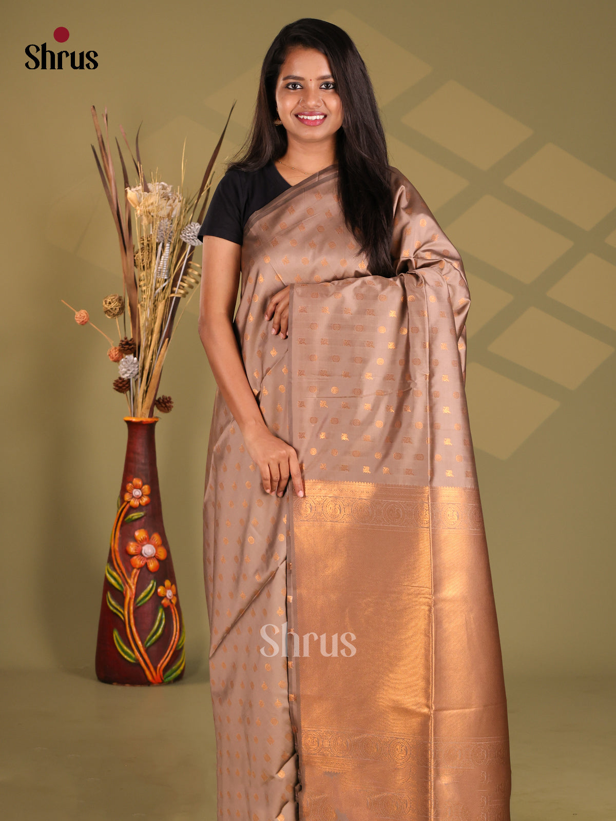 Grey- Semi Softsilk Saree - Shop on Shrus.com