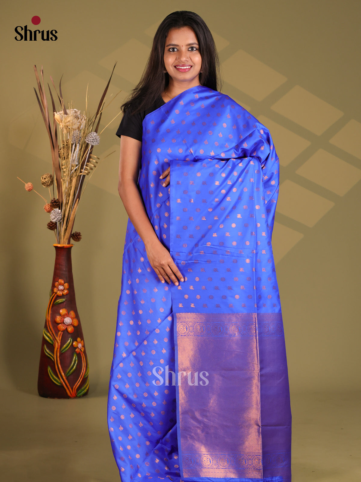 Blue- Semi Softsilk Saree