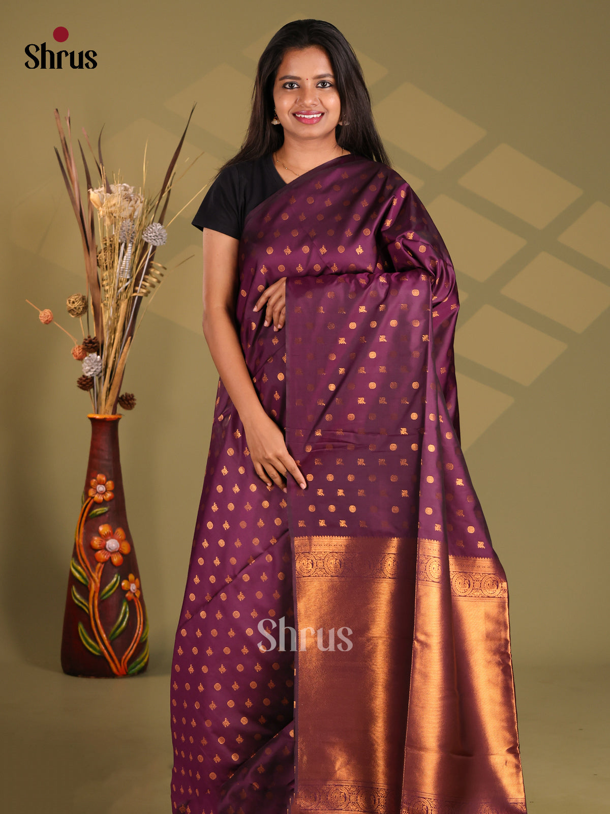 Purple - Semi Softsilk Saree