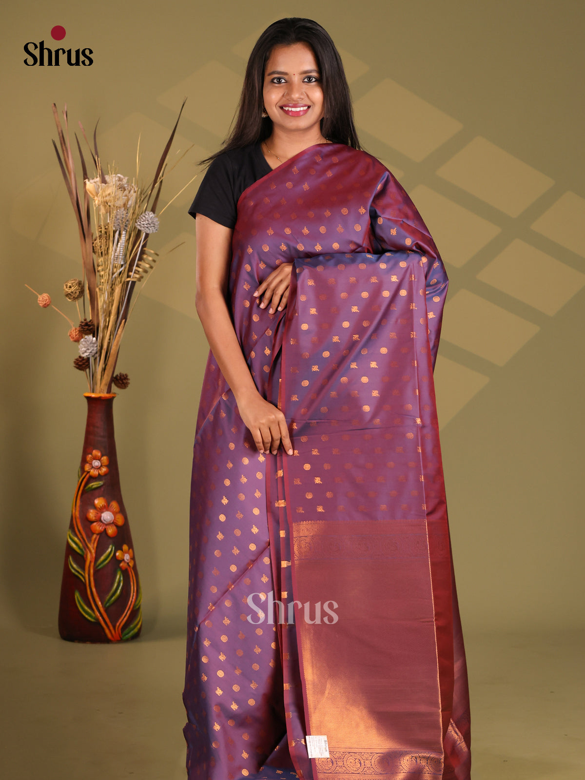 Purple - Semi Softsilk Saree