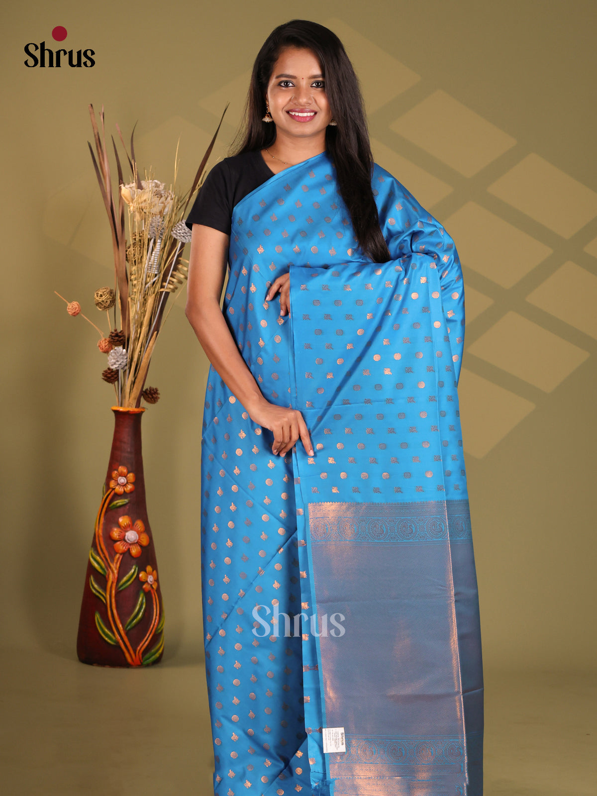 Blue - Semi Softsilk Saree
