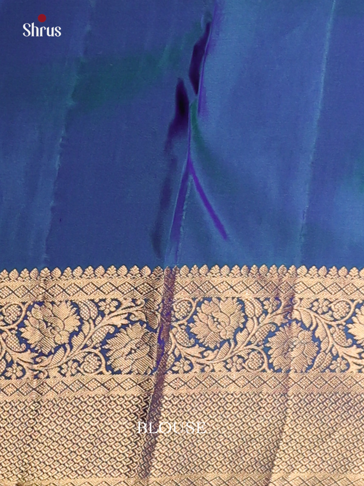 Elegant Blue Kanchipuram silk Saree with zari floral brocade-2