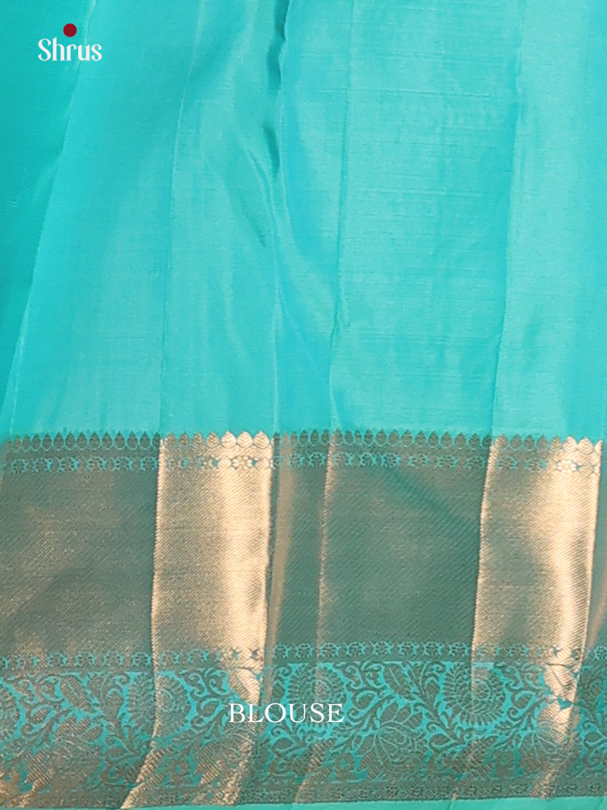 Turquoise monochrome Kanchipuram silk Saree with floral brocade