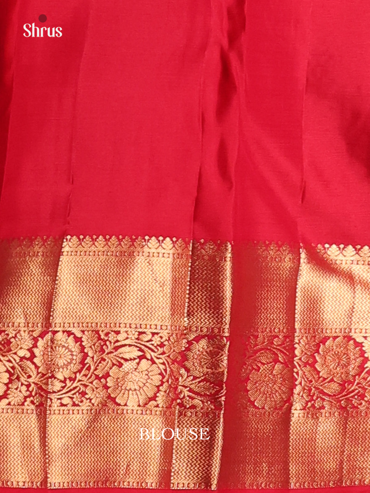 Beautiful Red Kanchipuram silk Saree with zari floral nestling brocade