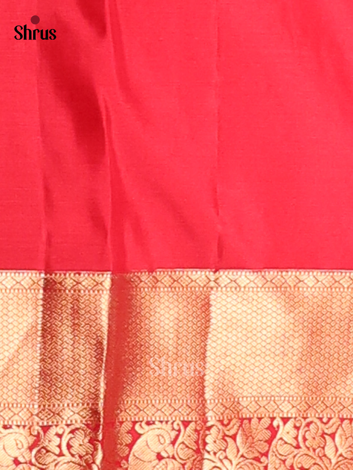 Gorgeous Red Kanchipuram silk Saree with zari peacock buttas in floral brocade
