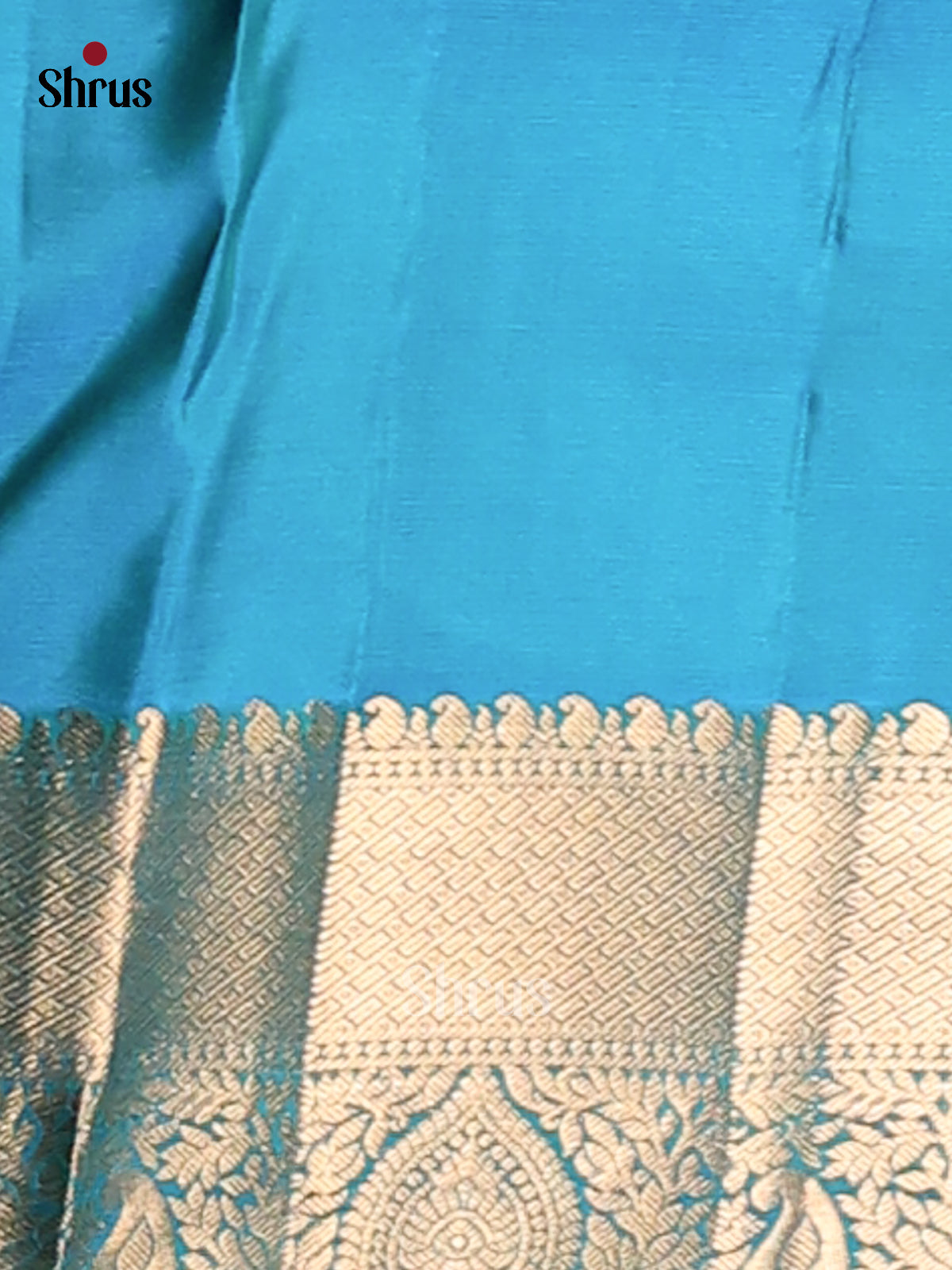 Glimmering Blue Kanchipuram silk Saree with zari floral nestling brocade-2
