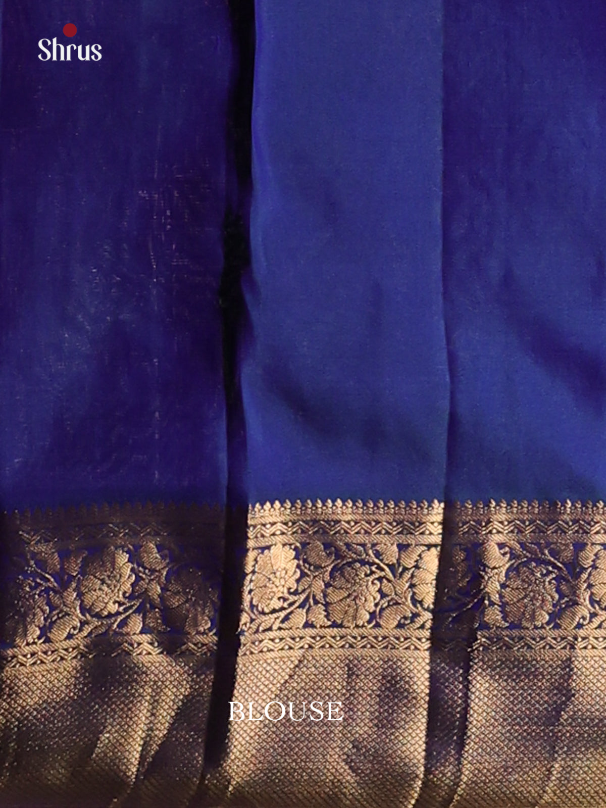 Splendid Blue Single Tone Kanchipuram silk Saree with gold zari brocade-2