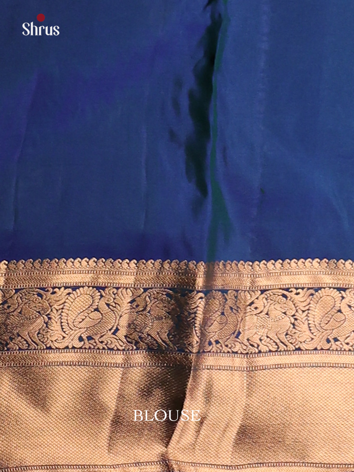 Majesic Blue single tone Kanchipuram silk Saree with floral nestling brocade-2
