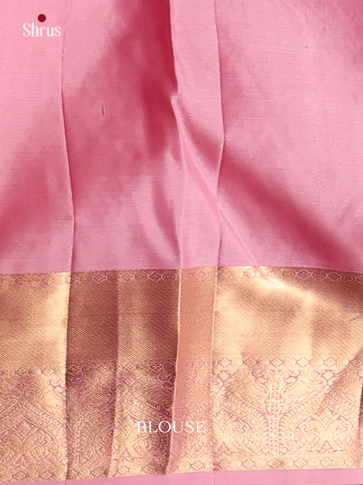 Lustrous Pink Kanchipuram silk Saree with gold zari floral brocade - Shop on Shrus.com