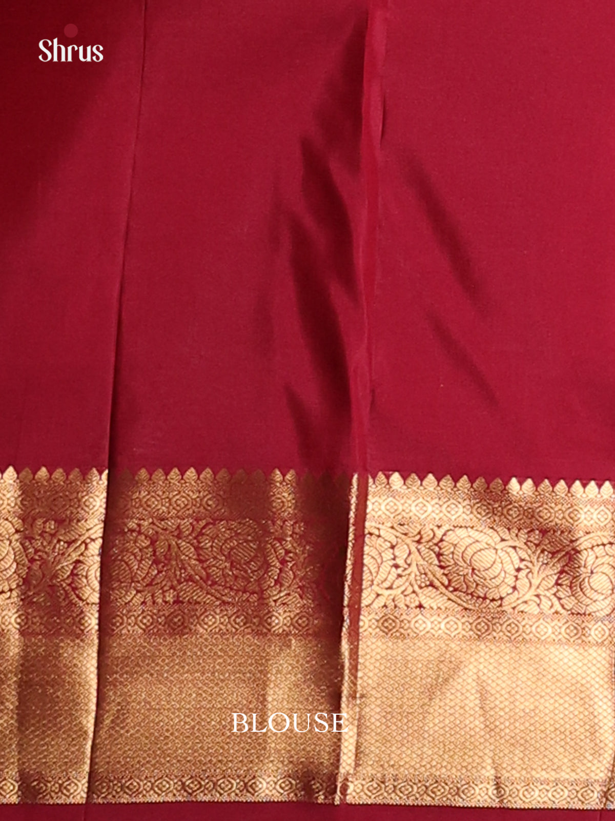 Maroon single tone Kanchipuram silk Saree with gold zari chevron brocade