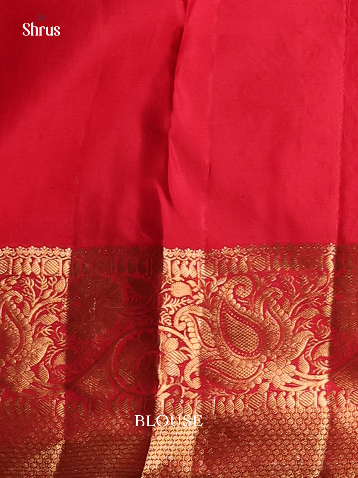 Bright Red single Tone Kanchipuram silk Saree with gold zari floral brocade