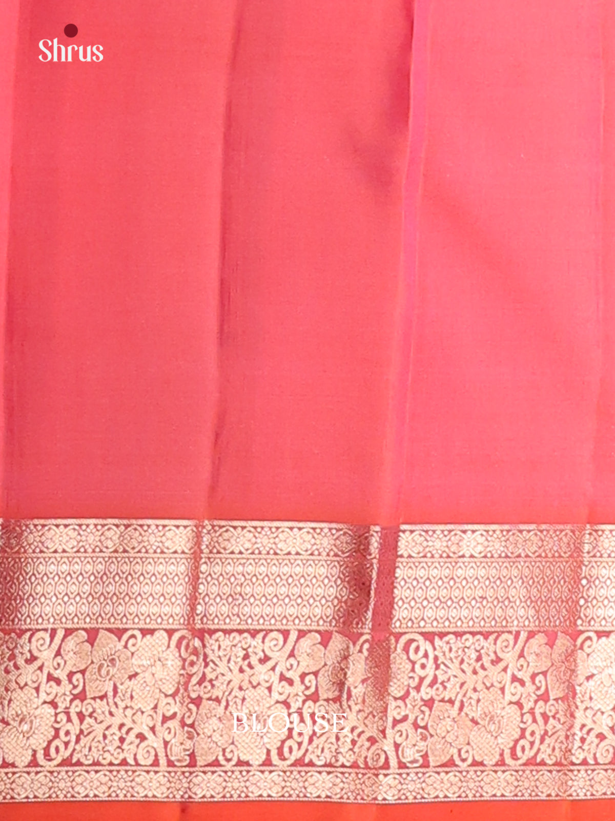 Glimmering Orangish Pink Kanchipuram silk Saree with zari floral nestling brocade-2