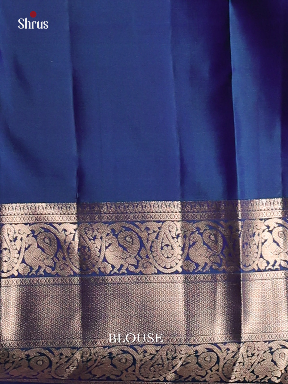 Royal Blue single Tone Kanchipuram silk Saree with elephant buttas in floral brocade