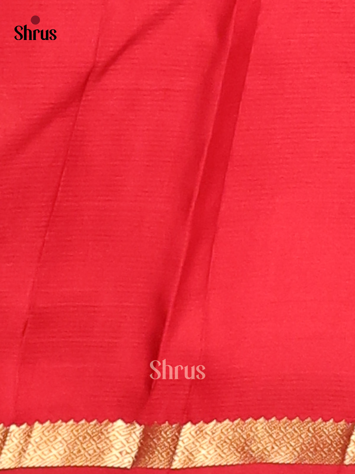 Peachish Pink & Red borderless Kanchipuram silk Saree